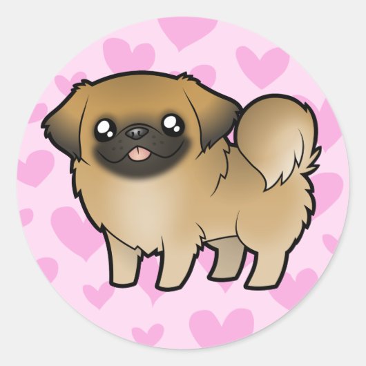 Pekingese Love (puppy cut) Ronde Sticker (Voorkant)