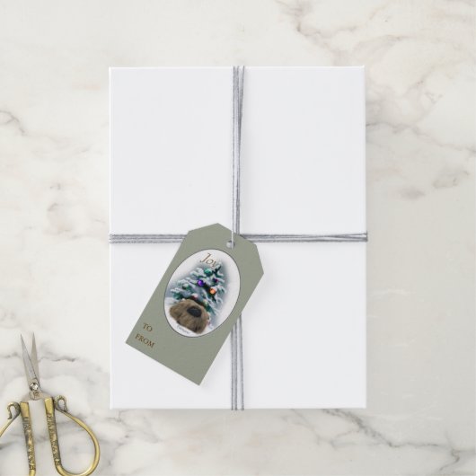 Pekingese Lovers Kerstmis Cadeaulabel (Met Touw)