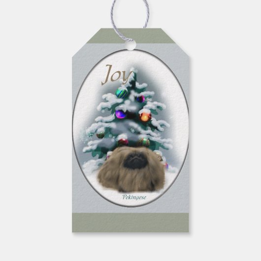 Pekingese Lovers Kerstmis Cadeaulabel (Achterkant)