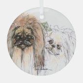 Pekingese Lovers van Hevener Glas Ornament (Voorkant)