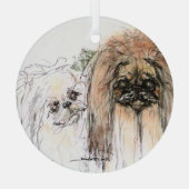 Pekingese Lovers van Hevener Glas Ornament (Achterkant)