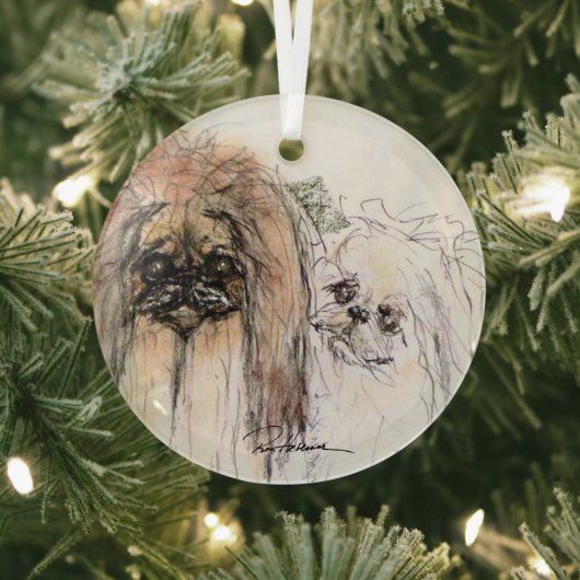Pekingese Lovers van Hevener Glas Ornament (Insitu)