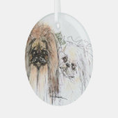 Pekingese Lovers van Hevener Glas Ornament (Voorkant links)