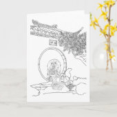 Pekingese Maan Poort Kaart (Gele Bloem)