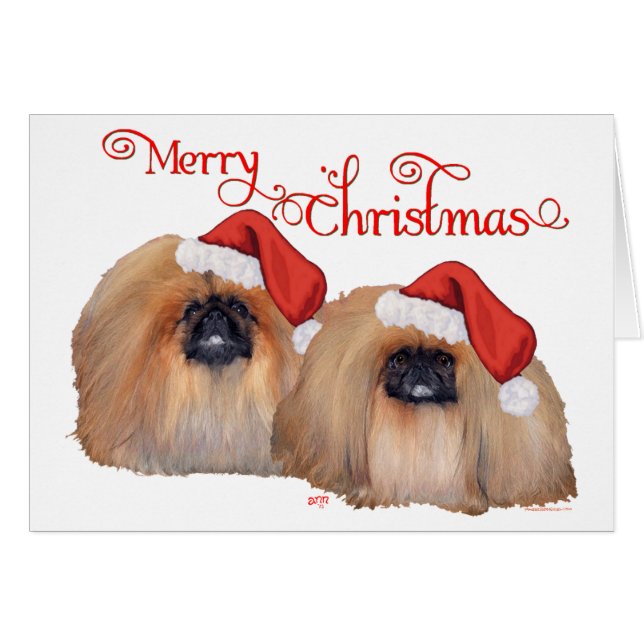 Pekingese Merry Kerstmis (Voorkant Horizontaal)