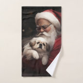 Pekingese met Sinterklaas Feestelijke Kerstmis Bad Handdoek (Handdoek)