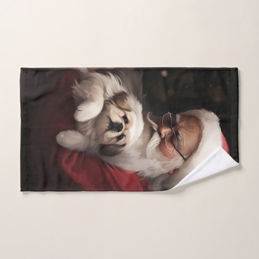 Pekingese met Sinterklaas Feestelijke Kerstmis Bad Handdoek (Handdoek)