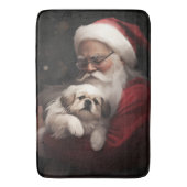 Pekingese met Sinterklaas Feestelijke Kerstmis Badmat (Voorkant Verticaal)
