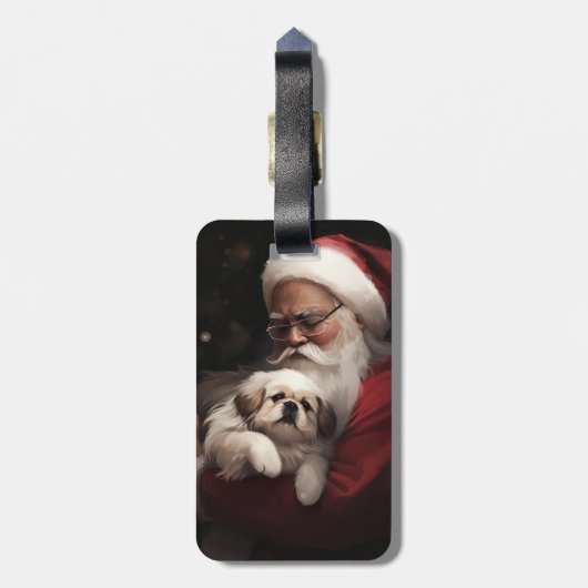 Pekingese met Sinterklaas Feestelijke Kerstmis Bagagelabel (Achterkant verticaal)