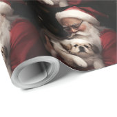 Pekingese met Sinterklaas Feestelijke Kerstmis Cadeaupapier (Rol Hoek)