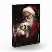 Pekingese met Sinterklaas Feestelijke Kerstmis Fotoblokken (Links)