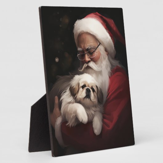 Pekingese met Sinterklaas Feestelijke Kerstmis Fotoplaat (Zijkant)