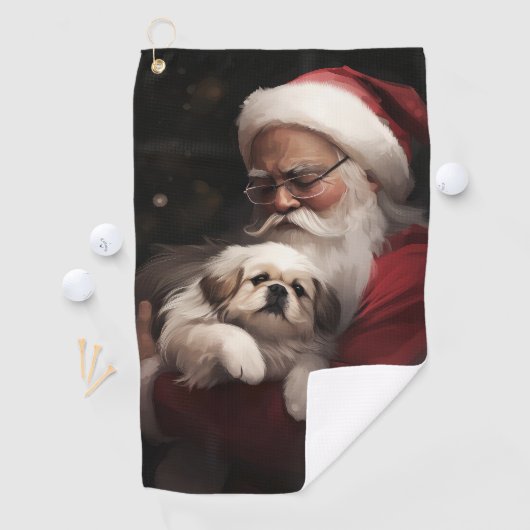 Pekingese met Sinterklaas Feestelijke Kerstmis Golfhanddoek (Insitu)
