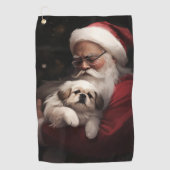 Pekingese met Sinterklaas Feestelijke Kerstmis Golfhanddoek (Voorkant)