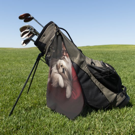 Pekingese met Sinterklaas Feestelijke Kerstmis Golfhanddoek (Groen)