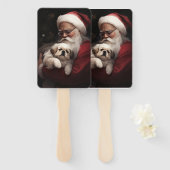 Pekingese met Sinterklaas Feestelijke Kerstmis Handwaaier (Voorkant en achterkant)