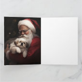 Pekingese met Sinterklaas Feestelijke Kerstmis Kaart (Binnen)