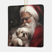 Pekingese met Sinterklaas Feestelijke Kerstmis Keramisch Ornament (Links)