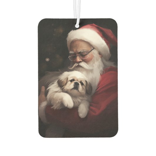 Pekingese met Sinterklaas Feestelijke Kerstmis Luchtverfrisser (Achterkant)