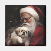 Pekingese met Sinterklaas Feestelijke Kerstmis Magneet (Voorkant)