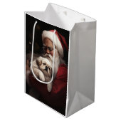 Pekingese met Sinterklaas Feestelijke Kerstmis Medium Cadeauzakje (Voorkant Gekanteld)
