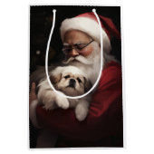 Pekingese met Sinterklaas Feestelijke Kerstmis Medium Cadeauzakje (Voorkant)