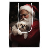 Pekingese met Sinterklaas Feestelijke Kerstmis Medium Cadeauzakje (Achterkant)