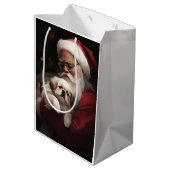 Pekingese met Sinterklaas Feestelijke Kerstmis Medium Cadeauzakje (Achterkant Gekanteld)