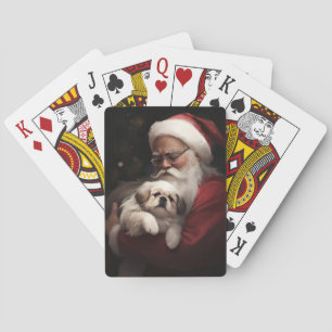 Pekingese met Sinterklaas Feestelijke Kerstmis Pokerkaarten