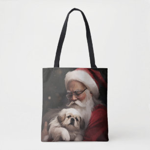 Pekingese met Sinterklaas Feestelijke Kerstmis Tote Bag