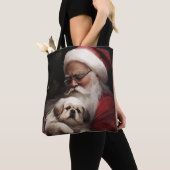 Pekingese met Sinterklaas Feestelijke Kerstmis Tote Bag (Dichtbij)