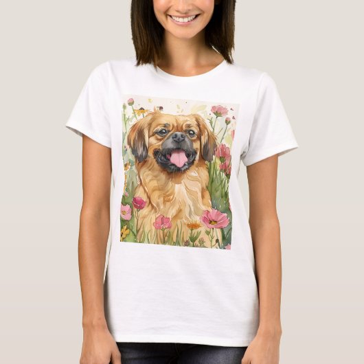 Pekingese Mom Tee – Watercolor T-shirt (Voorkant)