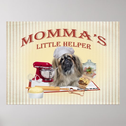 Pekingese Momma's Posters met kleine helper (Voorkant)