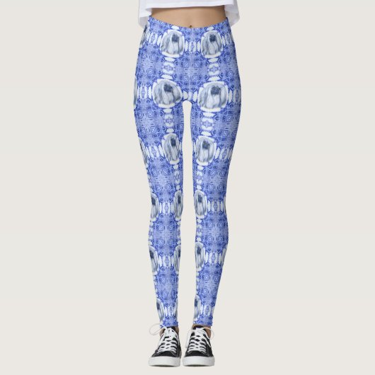 Pekingese Ontwerp Broek Leggings (Voorkant)