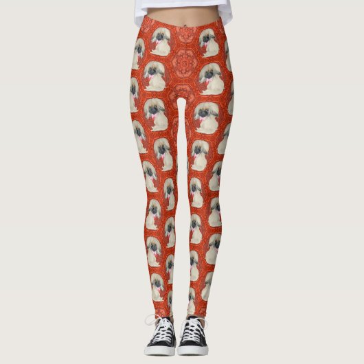 Pekingese Ontwerp Broekpakken Leggings (Voorkant)