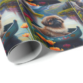 Pekingese op een peddel: een Schilderachtig avontu Cadeaupapier (Rol Hoek)