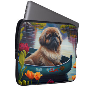 Pekingese op een peddel: een Schilderachtig avontu Laptop Sleeve