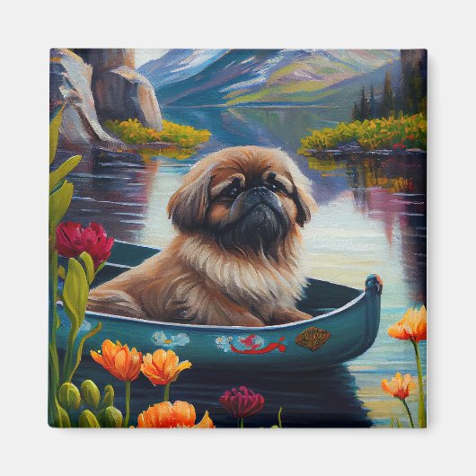 Pekingese op een peddel: een Schilderachtig avontu Magneet (Voorkant)