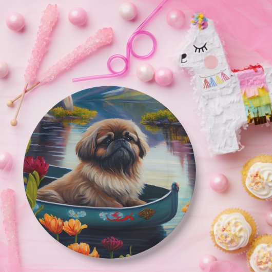 Pekingese op een peddel: een Schilderachtig avontu Papieren Bordje (Feest)