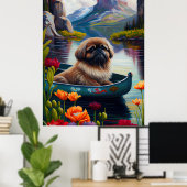 Pekingese op een peddel: een Schilderachtig avontu Poster (Thuiskantoor)