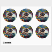 Pekingese op een peddel: een Schilderachtig avontu Ronde Sticker (Vel)