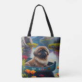 Pekingese op een peddel: een Schilderachtig avontu Tote Bag (Achterkant)