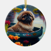 Pekingese op een peddel: Een Schitterend Avontuur Keramisch Ornament (Voorkant)