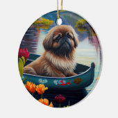 Pekingese op een peddel: Een Schitterend Avontuur Keramisch Ornament (Links)