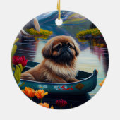 Pekingese op een peddel: Een Schitterend Avontuur Keramisch Ornament (Achterkant)