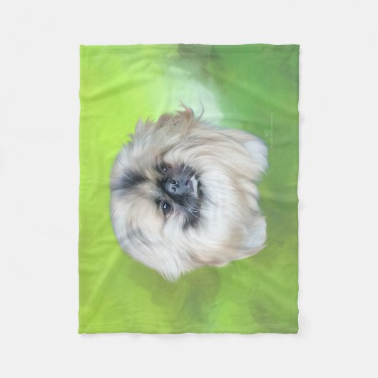 Pekingese op Green Fleece Deken (Voorkant)