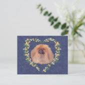Pekingese Oranje bloesems Briefkaart (Staand voorkant)