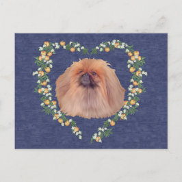 Pekingese Oranje bloesems Briefkaart