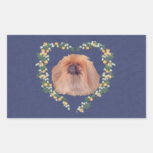 Pekingese Oranje bloesems Rechthoekige Sticker (Voorkant)