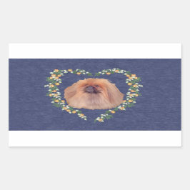 Pekingese Oranje bloesems Rechthoekige Sticker